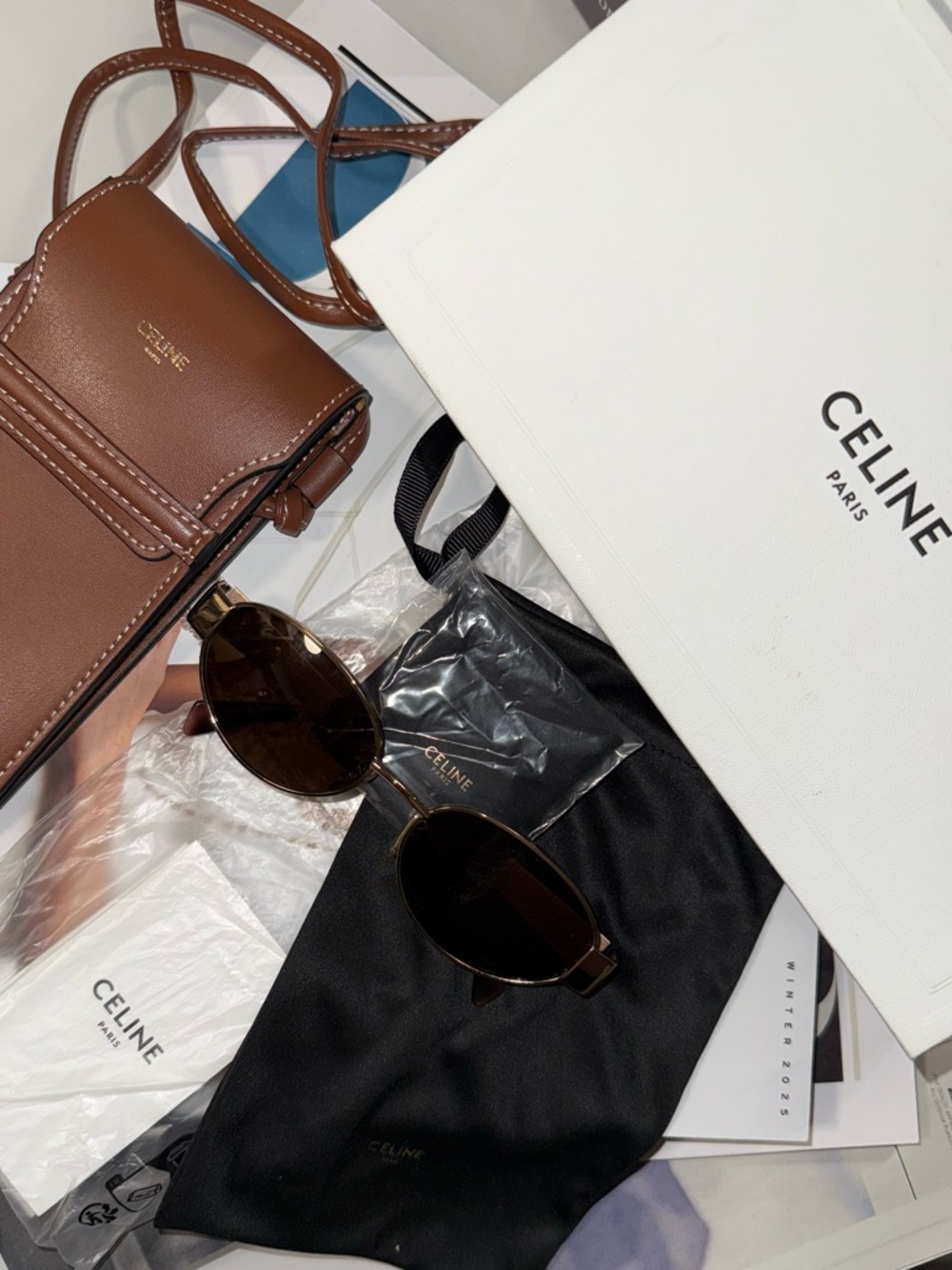 Celine Triomphe Sunglasses with Designer Crossbody Pouch - Picture 2 of 5